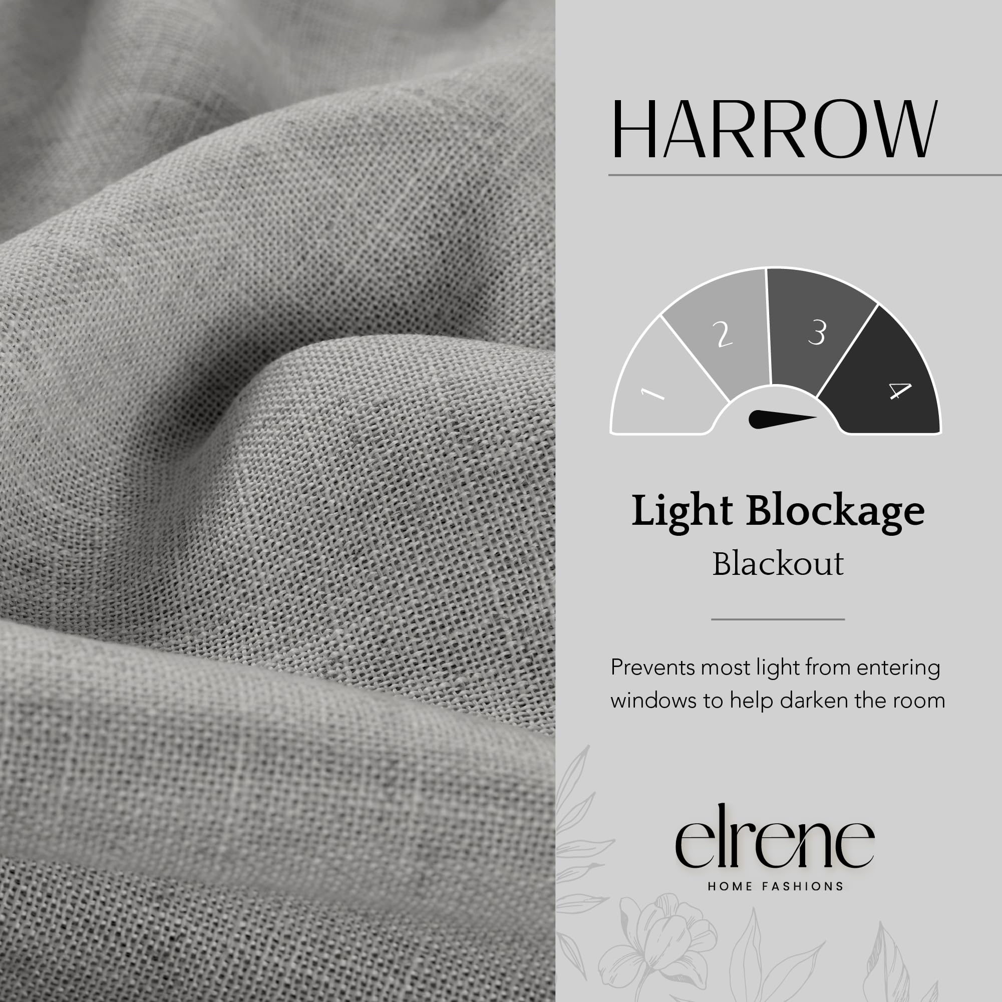 Elrene Home Fashions Harrow Solid Texture Blackout Single Window Curtain Panel, 52''X95'', Dark Gray