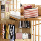 Sea Team Collapsible Canvas Fabric Storage Basket With Handles, Rectangle Waterproof Storage Bin, Box, Cube, Foldable Shelf Bask