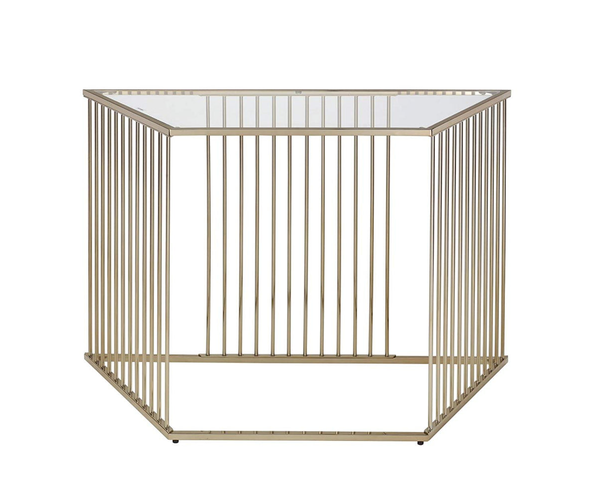 Acme Oaklie Sofa Table in Champagne and Clear Glass