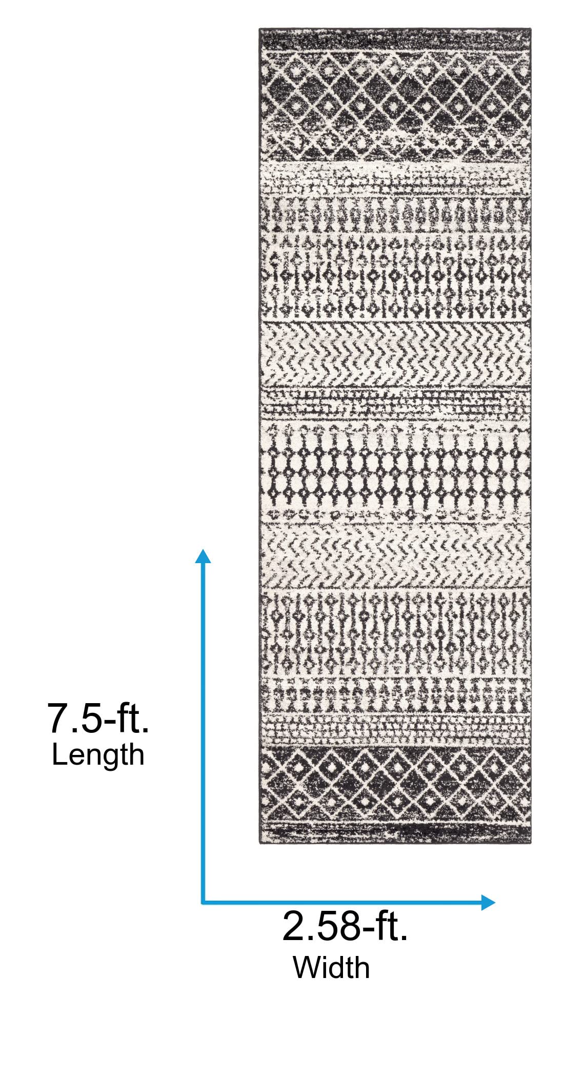Livabliss Chester Boho Moroccan Runner Area Rug,2'7'' X 7'6'',Black
