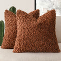 Foindtower 2 Pieces 24X24 Inch Hazel Brown,Faux Fur Throw Pillow Cover Accent Sherpa Furry Pillow Covers Fuzzy Soft Pillowcases