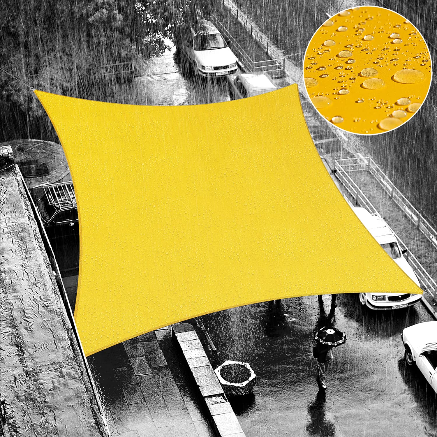 Shademart 11 ' X 13 ' Yellow Waterproof Shade Sail Sun Shade Sail Rectangle Custom Size Water Resistant Canopy Awning Shelter, 9