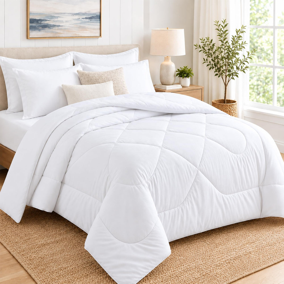 Sky Beddings 200 Gsm Microfiber Comforter For Single Bed, 90X106, White