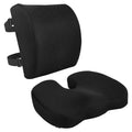 Amazon Basics Comfortable Seat Cushion & Lumbar Support for Office Chairs, Memory Foam with Cooling Gel, Non-Slip, Black