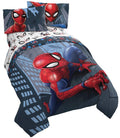 Jay Franco Marvel Spiderman Crawl 5 Piece Queen Bed Set - Includes Reversible Comforter & Sheet Set Bedding - Super Soft Fade Re