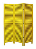 HomeRoots 1 x 48 x 67 Yellow Wood Shutter - Screen Room Divider