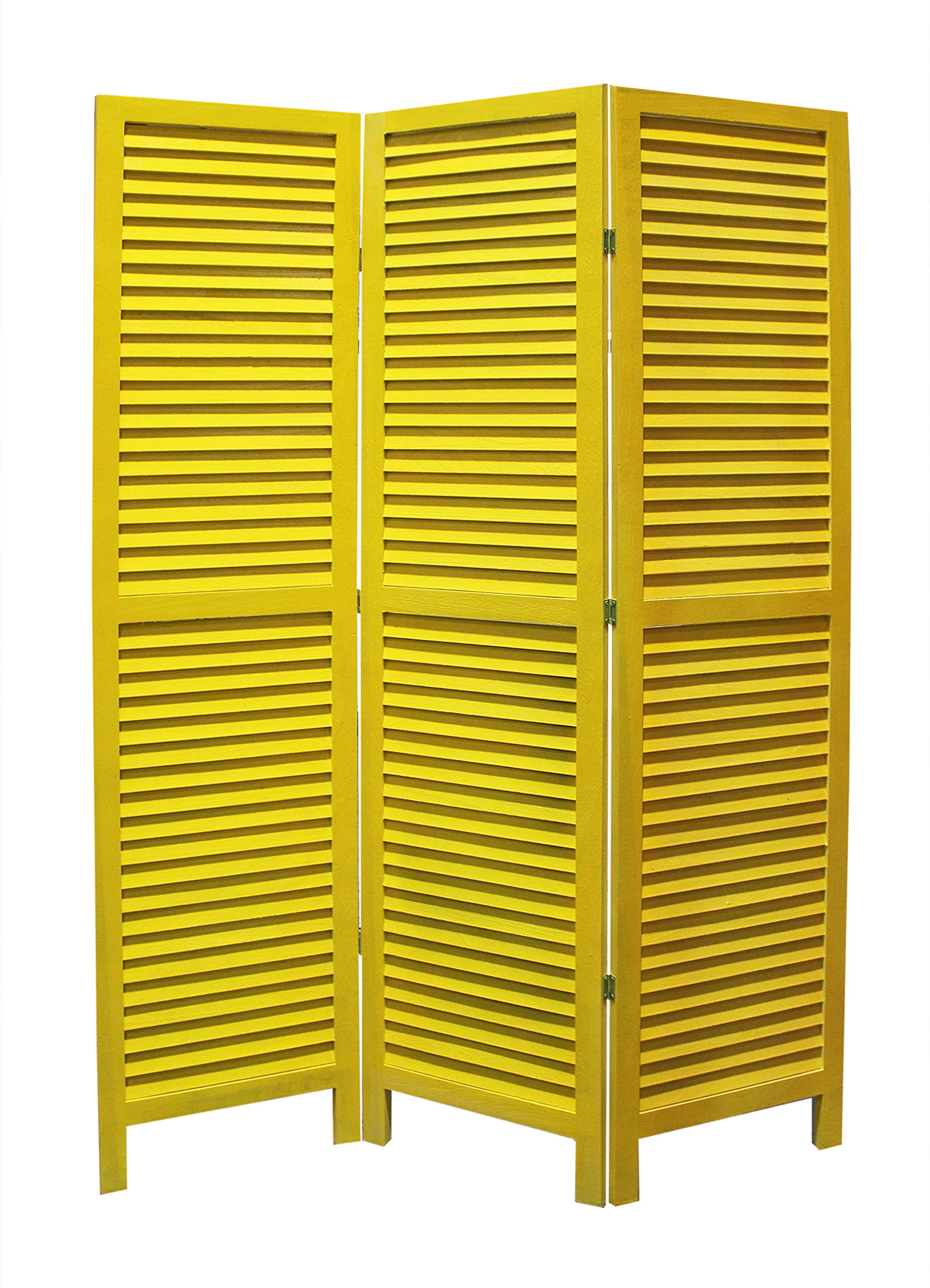 HomeRoots 1 x 48 x 67 Yellow Wood Shutter - Screen Room Divider