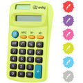 Calculator Green, Basic Small Solar And Battery Operated, Large Display Four Function, Auto Powered Handheld Calculator School A