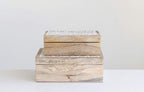 Creative Co-Op Handcarved & Whitewashed Mango Wood Boxes (Set Of 2 Sizes) Misc Non-Food Storage, White, 2 Count