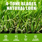 Zgr Premium Artificial Grass 4' X 21' Outdoor Rug, 1.38' Realistic Thick Turf For Garden, Yard, Fake Lawn, Dogs Synthetic Grass Mat, Non-Toxic, Rubber Backed With Drainage Holes, Customized Sizes
