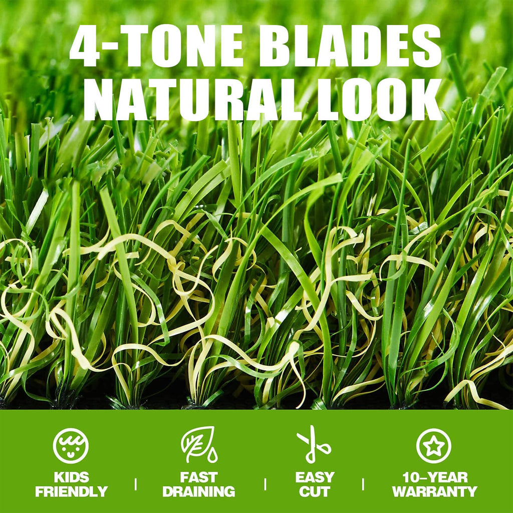 Zgr Premium Artificial Grass 3' X 13' Outdoor Rug, 1.38' Realistic Thick Turf For Garden, Yard, Fake Lawn, Dogs Synthetic Grass Mat, Non-Toxic, Rubber Backed With Drainage Holes, Customized Sizes