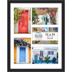 Icona Bay 11x14 Black Collage Picture Frame with Removable Mat for 5-4x6 Photos, Modern Style Wood Composite Frame, Wall Mount O