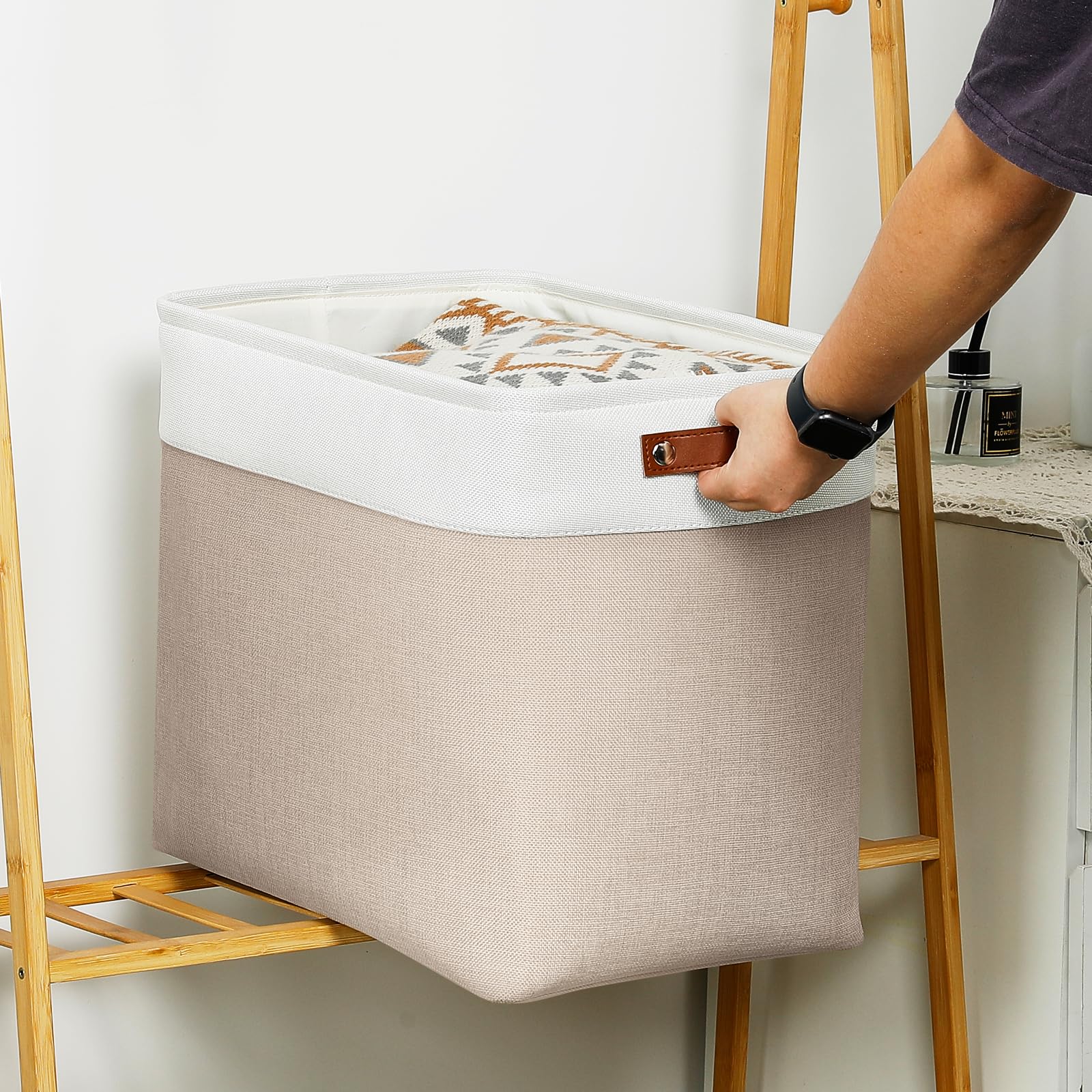 Dullemelo Large Storage Baskets For Organizing, Canvas Storage Bins Big Baskets With Handles For Shelf Clothes Empty Gift Basket
