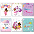 Tatuo 6 Pieces Motivational Black Girl Unicorn Wall Art Unframed Unicorn Art Prints African Girl Positive Quotes Poster Room Dec