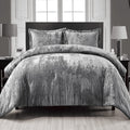 Fredsure Crinkle Velvet Comforter Set, 3 Pieces Grey King, Crinkle Velvet Face And Brushed Microfiber Reverse