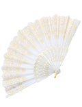 EOSAU Handheld Chinese Folding Fan Hand Fans for Women Foldable Bulk for Party Wedding Church Dancing (White)