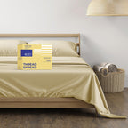 Thread Spread 600 Thread Count Sheets Queen - 100% Egyptian Cotton Sheets Queen Size, 4 Pc Luxury Sheets Queen Size, Soft, Sateen Cooling, Extra Long Staple 16' Deep Pocket Queen Bed Sheet Set - Sand