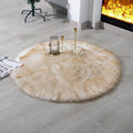 linmopm Faux Fur Rug Sheepskin Shag Fluffy Fuzzy 3x3 ft Rugs for Bedroom Bedside Bed Floor Living Room Plush Round High-Density 
