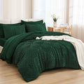 Andency California King Comforter Set Dark Emerald Green - 7 Pieces Bed In A Bag Cal King Beddding Comforter Sets, Tufted Lightw