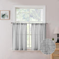 Tollpiz Short Linen Tier Curtains Rod Pocket Semi Sheer Half Kitchen Curtain Burlap Light Filtering Thick Linen Drapes for Bathr