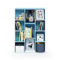 Furinno Luder Bookcase / Book / Storage , 11-Cube, White/Light Blue