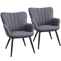 Yaheetech Accent Chair, Modern and Elegant Armchair, Linen Fabric Living Room Chair Vanity Chair with Metal Legs and High Back f