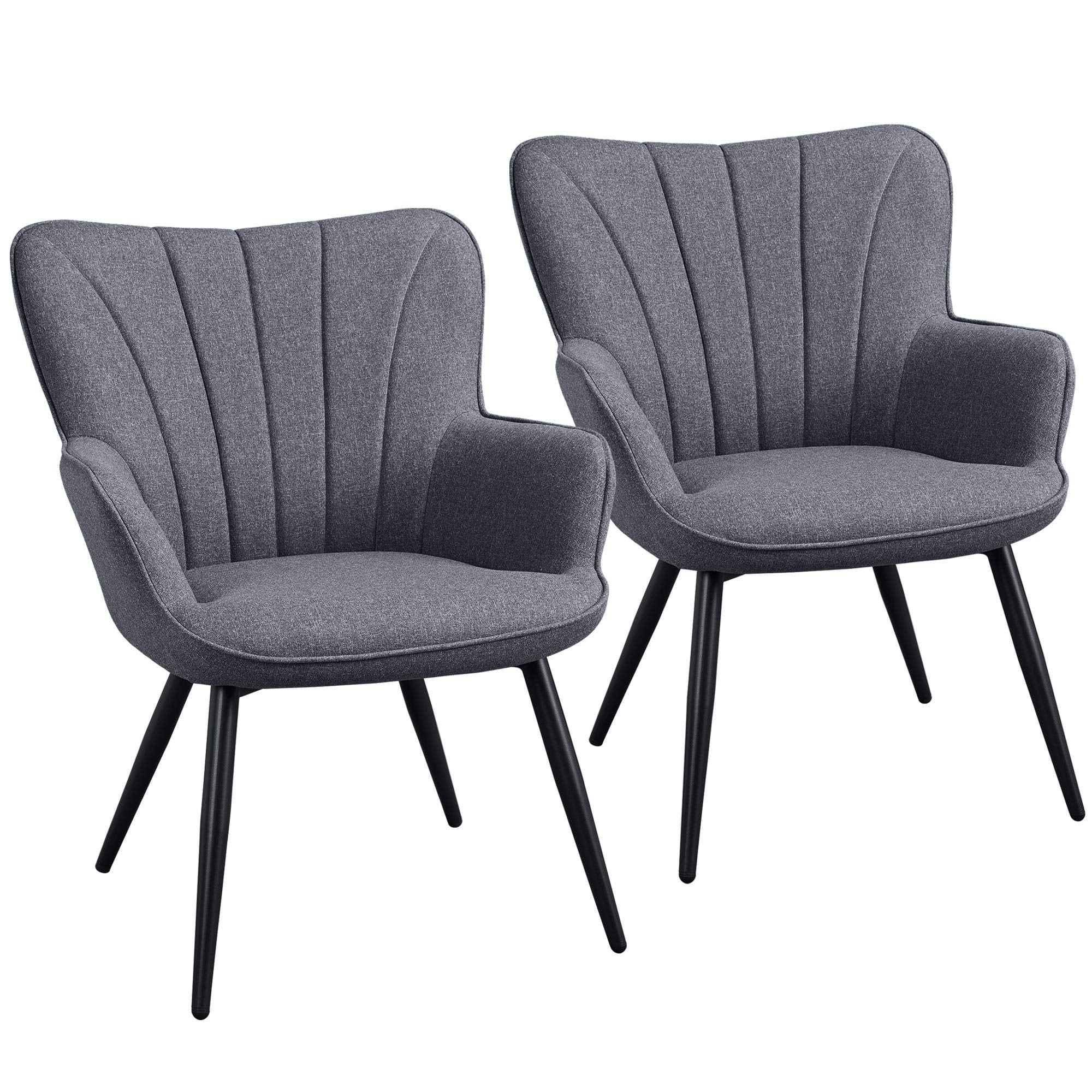 Yaheetech Accent Chair, Modern and Elegant Armchair, Linen Fabric Living Room Chair Vanity Chair with Metal Legs and High Back f