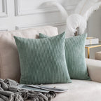 Home Brilliant Summer Pillow Covers 20X20 Inch Solid Supersoft Corduroy Stripes Square Throw Pillows For Couch Decorative, 50X50
