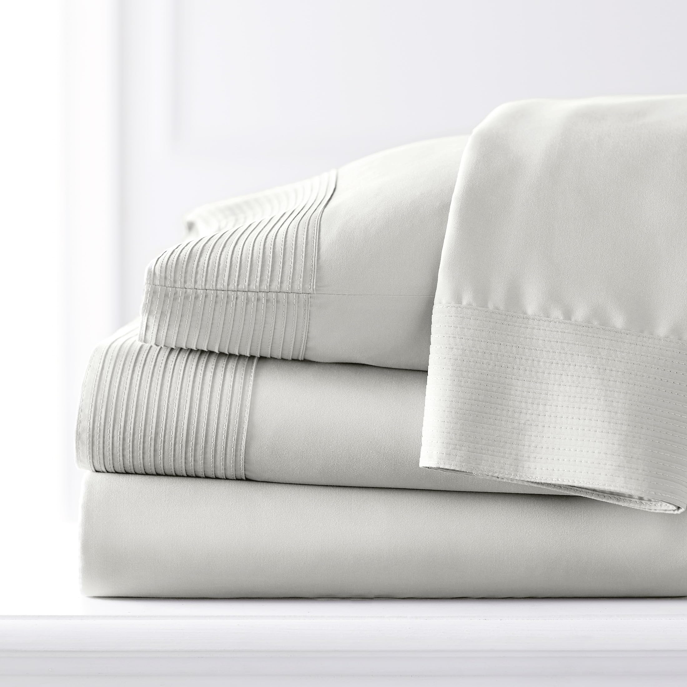 Southshore Fine Living, Inc. Twin Sheet Set, 3-Piece, 21'' Extra Deep Pocket Pleated Sheet Set, Twin Size | Flat Sheet, Fitted S