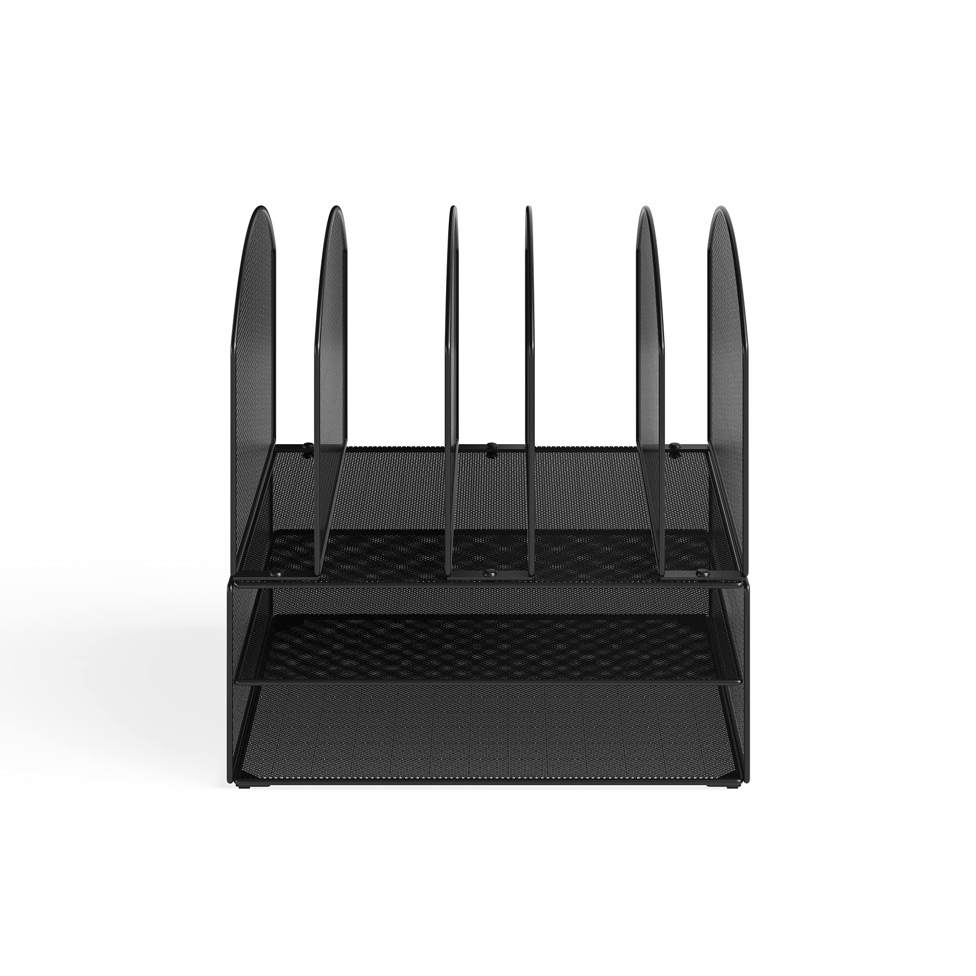 Safco Products Onyx Desk Organizer 2 Horizontal, 6 Upright Sections,Black,3214BLKD