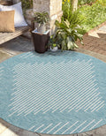 Unique Loom Outdoor Modern Collection Area Rug - Tambor (7' 10' Round, Light Aqua/ Ivory)
