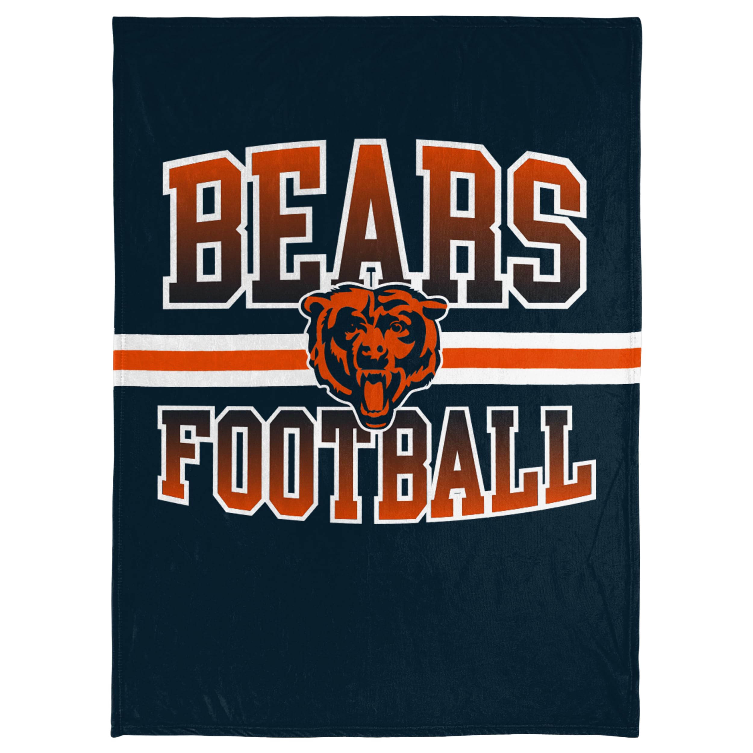 Foco Nfl Micro Raschel Plush Throw Blanket, Stripe Logo 45 X 60, Chicago Bears