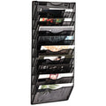 Easepres 10 Pockets Mesh Wall File Holder Organizer Office Hanging Magazine Rack, Black