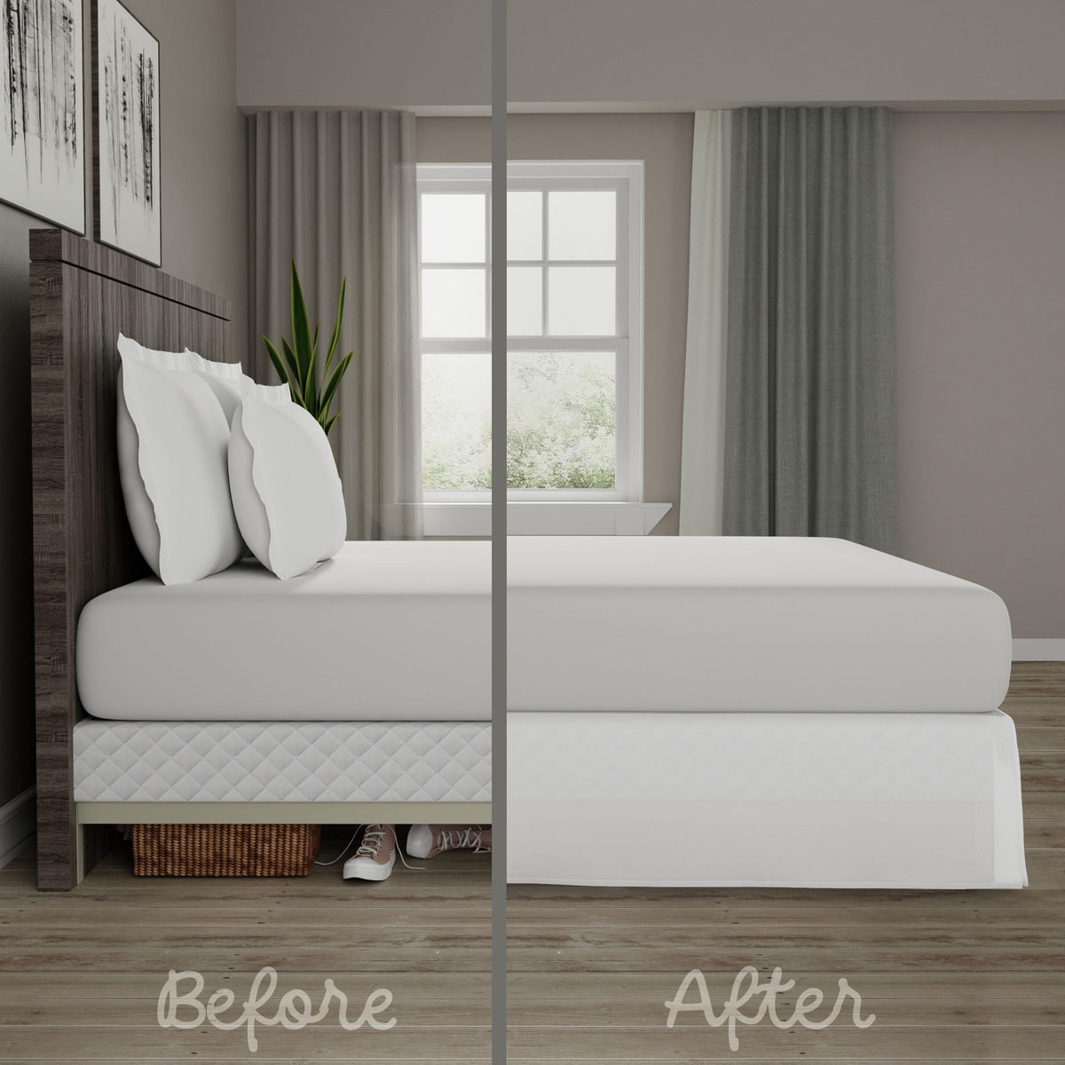 Today? Home - Toh25014Whit05 Microfiber Classic Tailored Styling Bed Skirt Dust Ruffle, California King, White