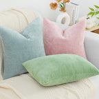 Decoruhome Couch Throw Pillow Covers 12X20 Set Of 2, Decorative Soft Chenille Solid Dyed Lumbar Spring Pillow Covers For Sofa Bed Living Room, Aqua Haze