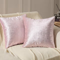 Phantoscope Pack Of 2 Sparkling Velvet Decorative Solid Throw Decorative Pillow Cover Soft Silver Shiny Square Cushion Cover Pil
