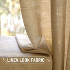 Miulee Tan Brown Faux Linen Textured Semi Sheer Curtains 2 Panels Set For Bedroom Living Room, Light Filtering Privacy Curtains