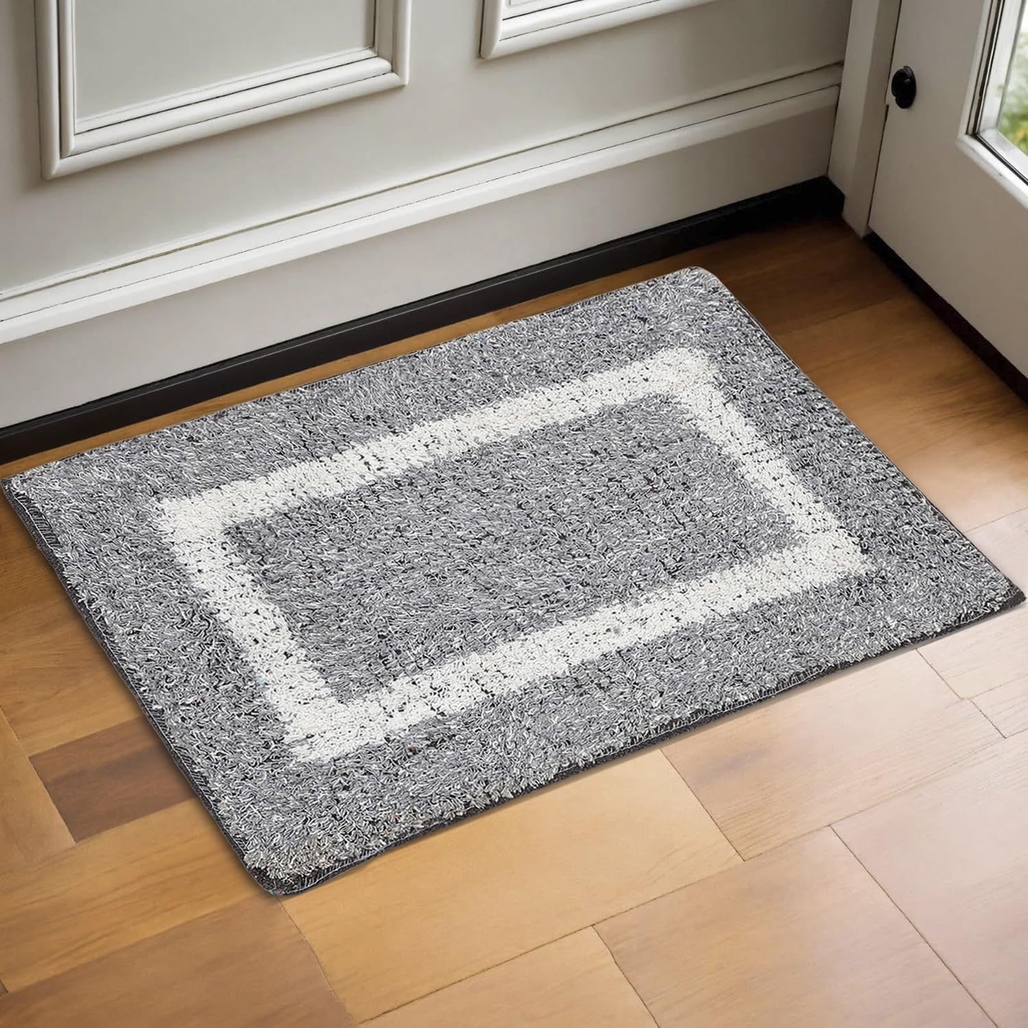 Status Contract Microfiber Soft and Super Absorbent Door Mat/Bath Mat (15 x 23 Inch) (1, Grey)