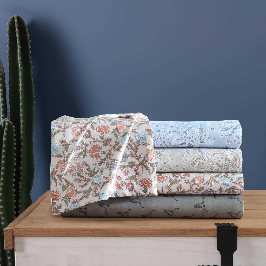Wrangler - King Sheet Set, Silky & Lightweight Bedding Set, Paisley Luxurious Bedding Set, Yellowstone Inspired, Oeko-Tex Certified (Prairieland Paisley Green, King)