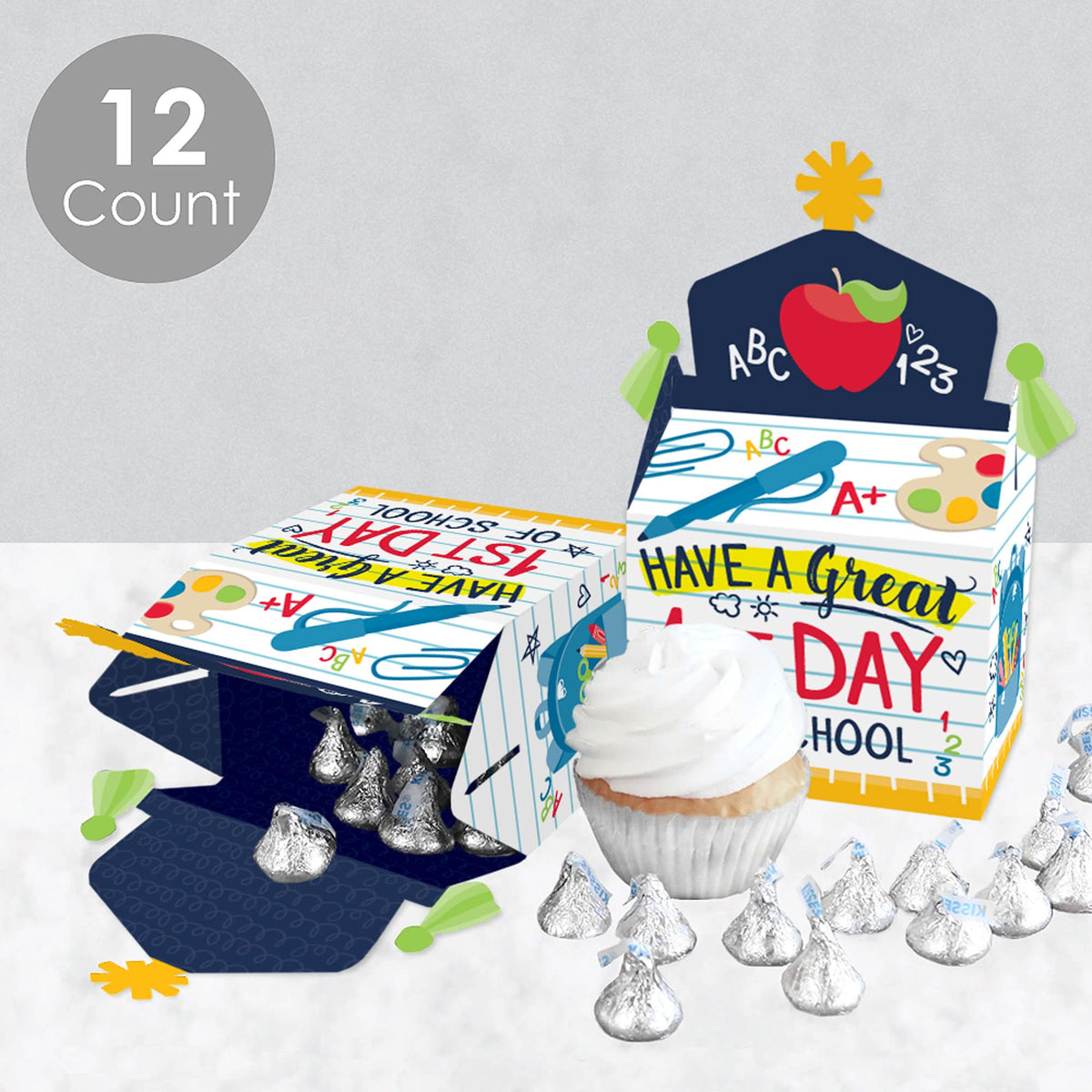 Big Dot Of Happiness First Day Of School - Treat Box Party Favors - Back To School Classroom Decorations Goodie Gable Boxes - Se