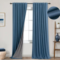 Koufall Dark Blue Curtains 84 Inch Length 2 Panels Set,Blackout Farmhouse Linen Elegant Curtains For Living Room 84 Inches Long