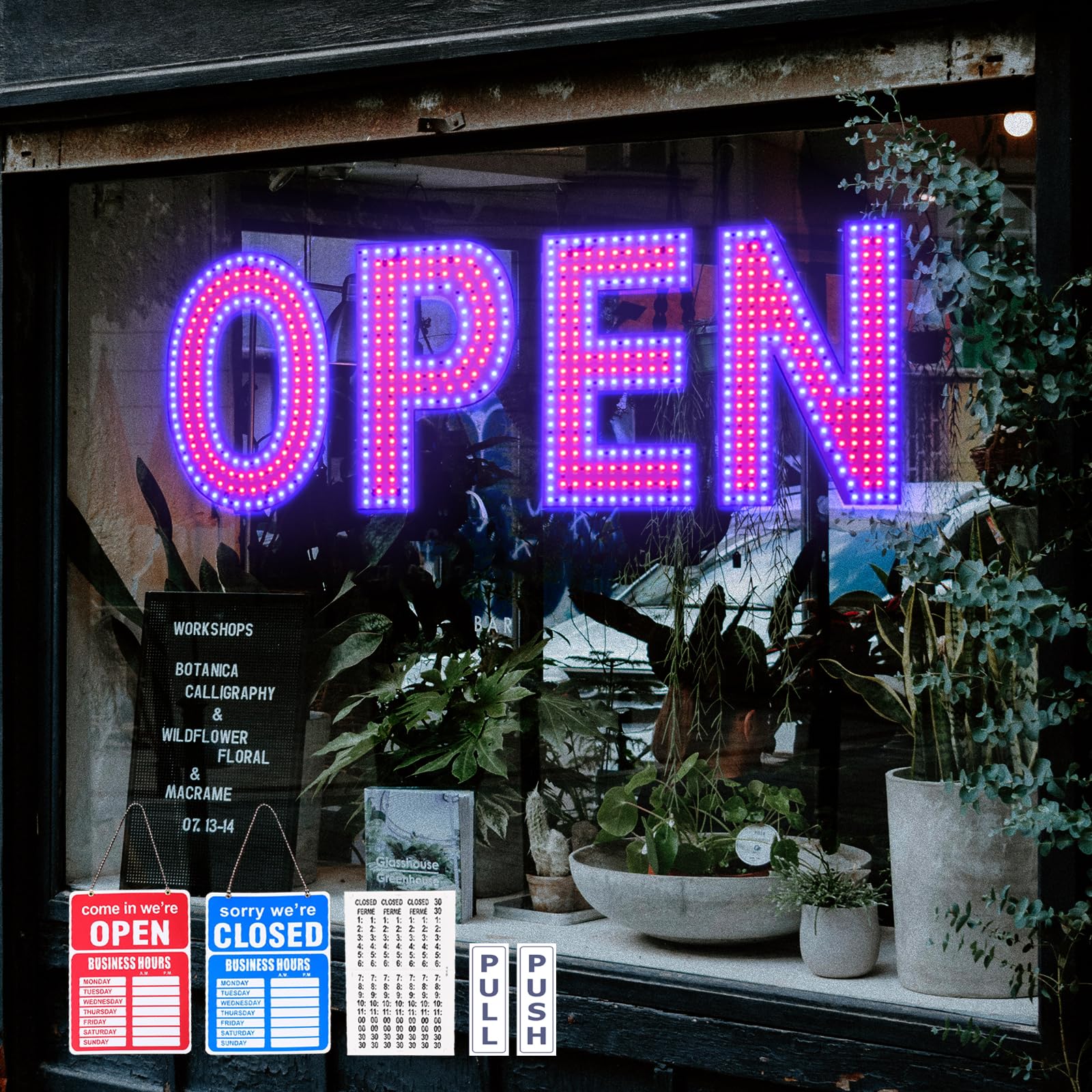 Thirdpolite Open Sign For Business, 30'X10' Dimmable Large Led Open Signs With Hanging Installation For Bar Pubs Store Restaur