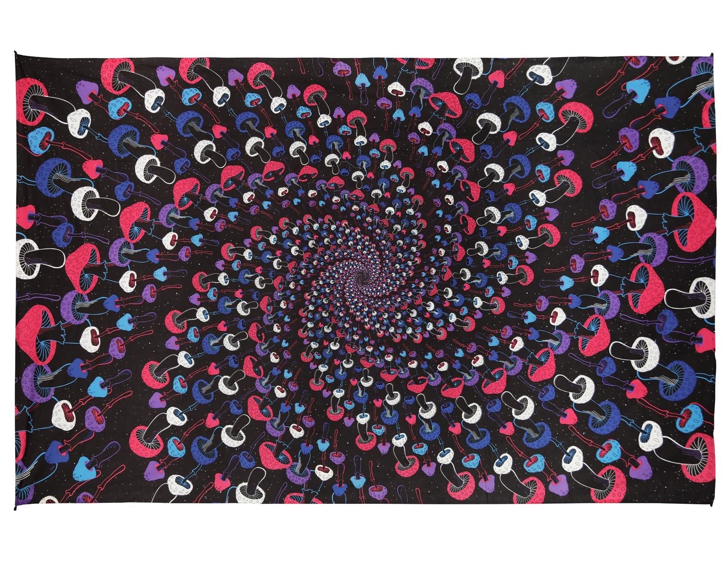 Sunshine Joy 3D Magic Mushroom Spiral Tapestry Wall Art Beach Sheet Huge 60x90 Inches - Glow In The Dark