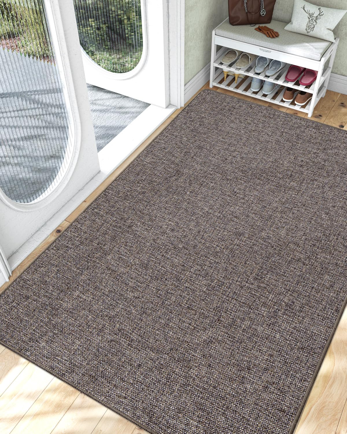 Lumi Large Indoor Door Mat, 48'X72' Non Slip Rubber Backing Entrance Mat, Easy Clean Low Profile Ultra Thin Entryway Mat For I