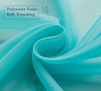 Pi Teal Sheer Curtains With Rings Top,Lightweight Voile Textured,Casual Window Backdrop For Boys Room/Porch 2 Panels (W52 X L95, Lake Blue)