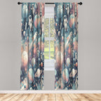 Ambesonne Outer Space Curtains, Dreamy Cartoon Galaxy With Starry Clouds Planets Astronauts Rockets, Window Treatments 2 Panel S