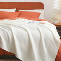 Phf 100% Cotton Waffle Weave Blanket Twin Size 66'X90' - Lightweight Cozy Washed Soft Breathable Throw Blanket - Great Blanket Layer For Couch Bed Sofa - Elegant Aesthetic Home Decoration - Cream