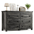 HUANLEGO Grey Dresser for Bedroom with 6 Drawers, Farmhouse Wood Dressers Bedroom Furniture 6 Chest of Drawers, Rustic Wide Stor