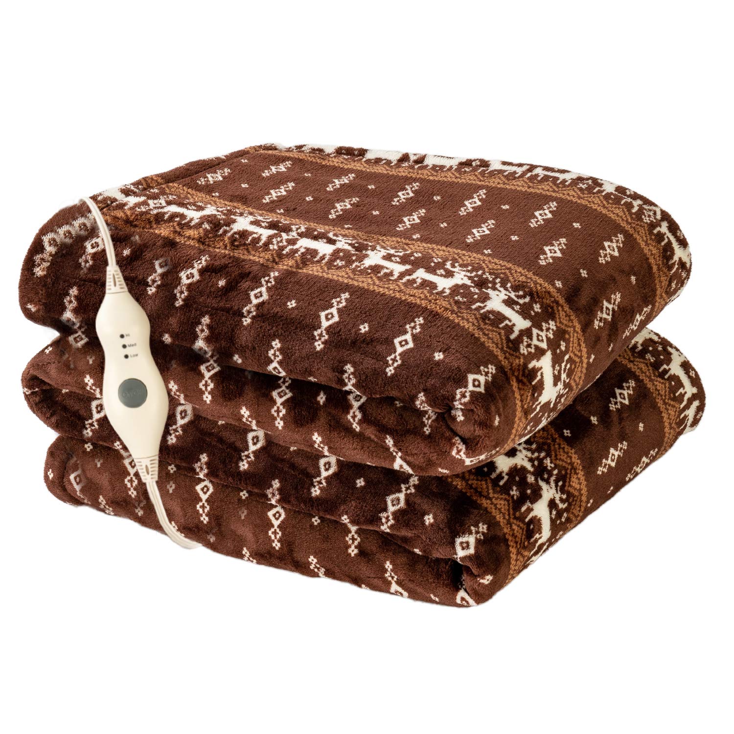 Tefici Electric Blanket Heated Throw With Fast Heating Technology,3 Heating Levels & 4 Hours Auto Off,Home Office Use,50' X 60'