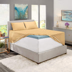 Hearth & Harbor Bed Linen Set - Twin Size - 4 Piece - Microfiber - Deep Pocket - Camel